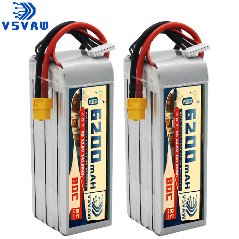 6S Lipo Battery 22.2V 5000Mah - Upgraded VSVAW 6S 22.8V 80C/160C 6200mAh